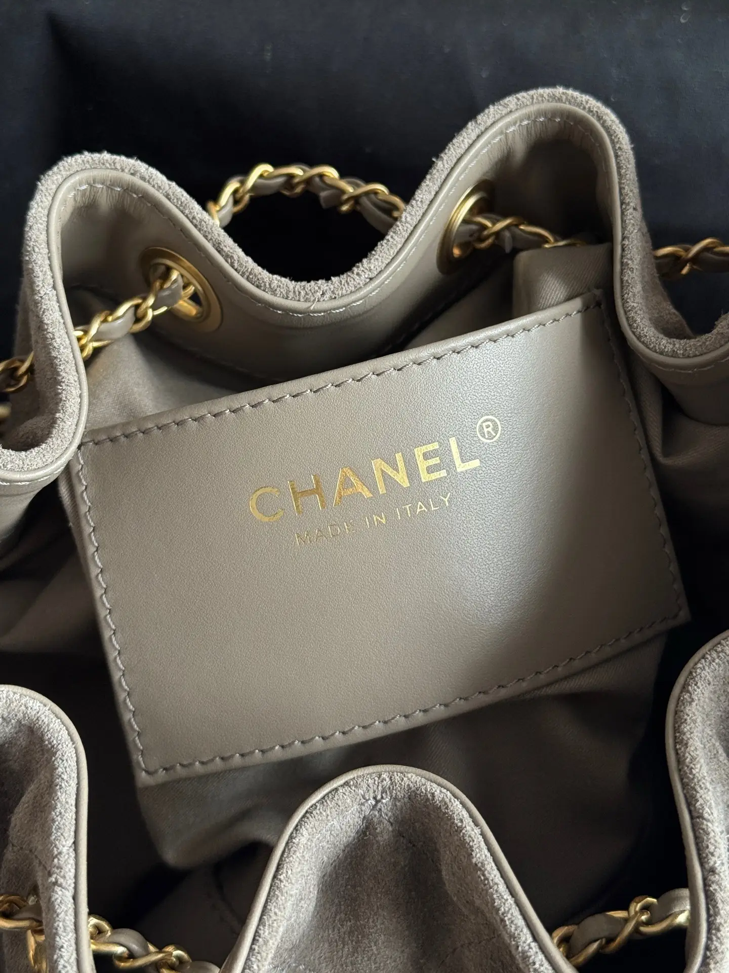 Chanel Metallic Grey suede Chanel 25 Mini Handbag Bag