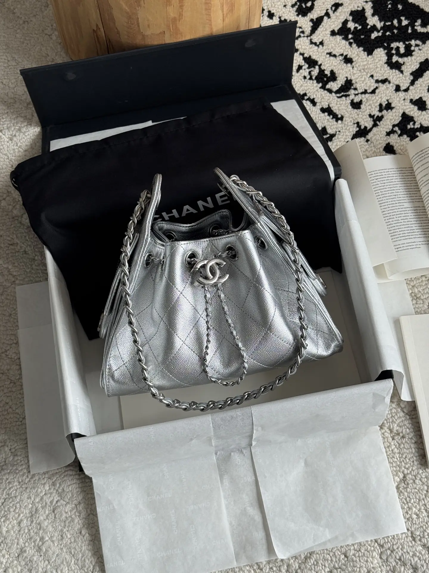 Chanel Metallic Silver Chanel 25 Mini Bag