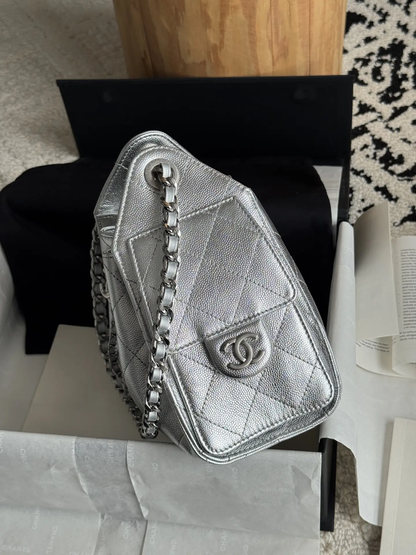 Affordable Chanel Metallic Silver Chanel 25 Mini Bag