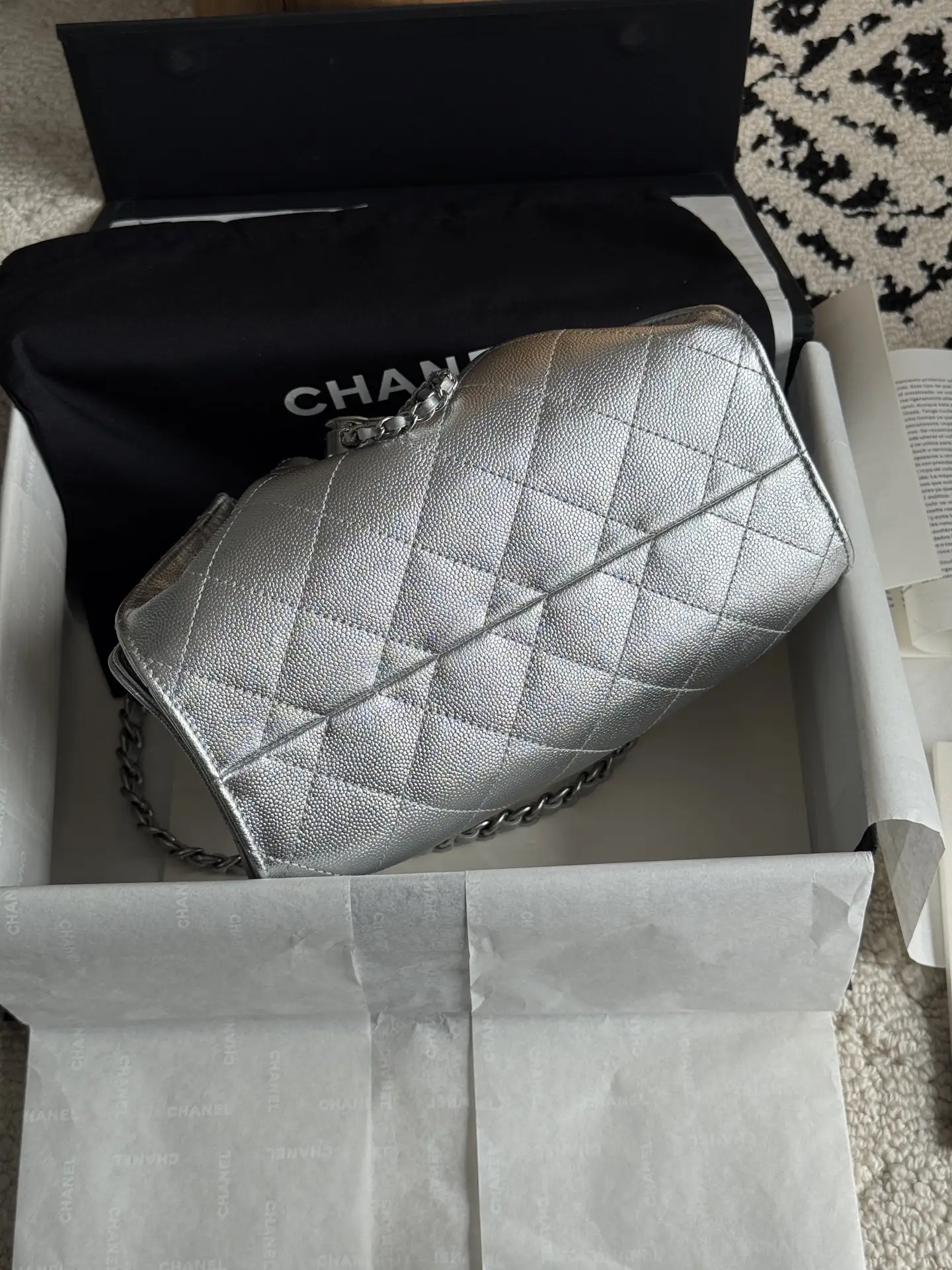 Affordable Chanel Metallic Silver Chanel 25 Mini Bag