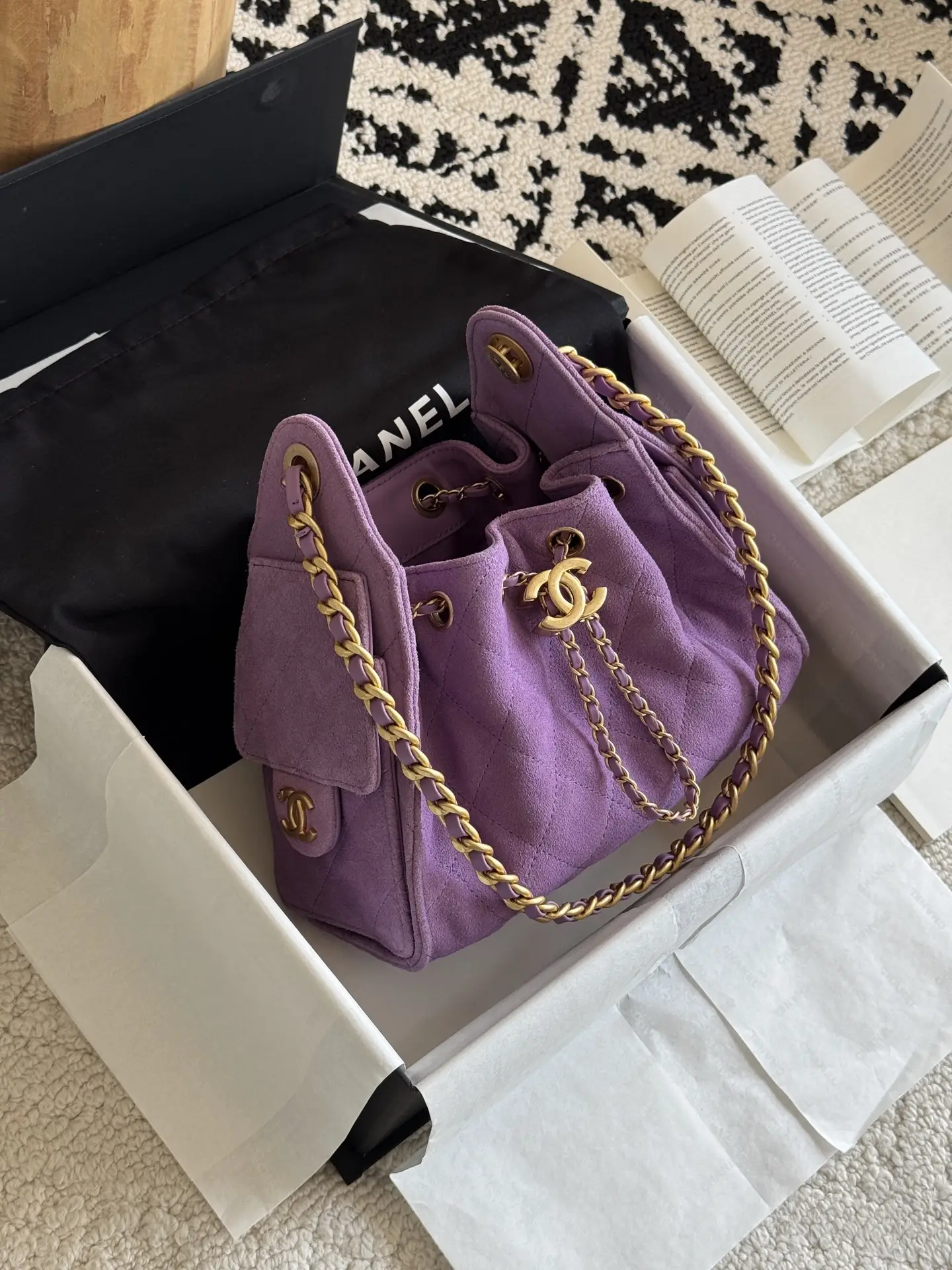 Chanel Metallic purple suede Chanel 25 Mini Bag