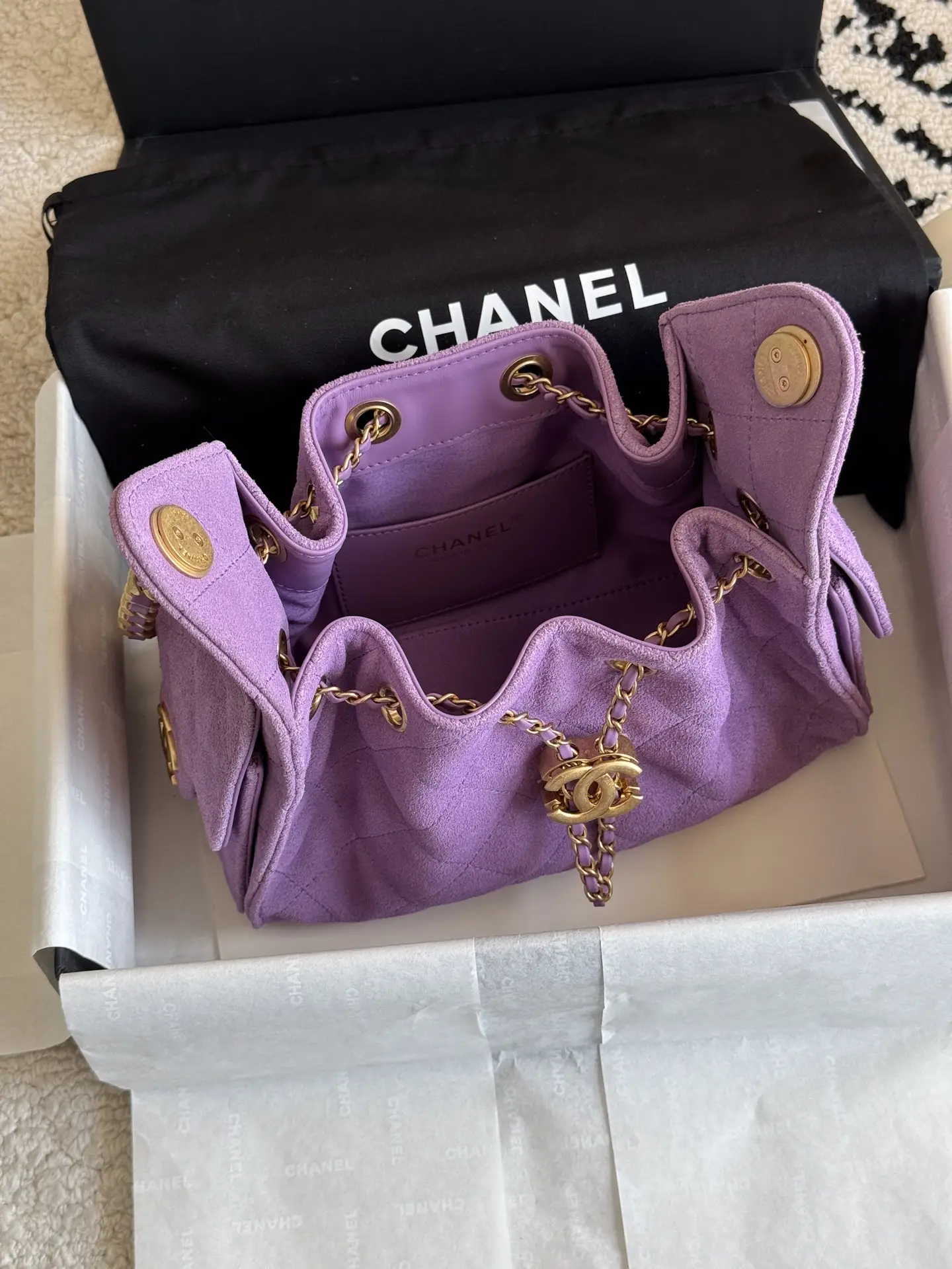 Chanel Metallic purple suede Chanel 25 Mini Bag