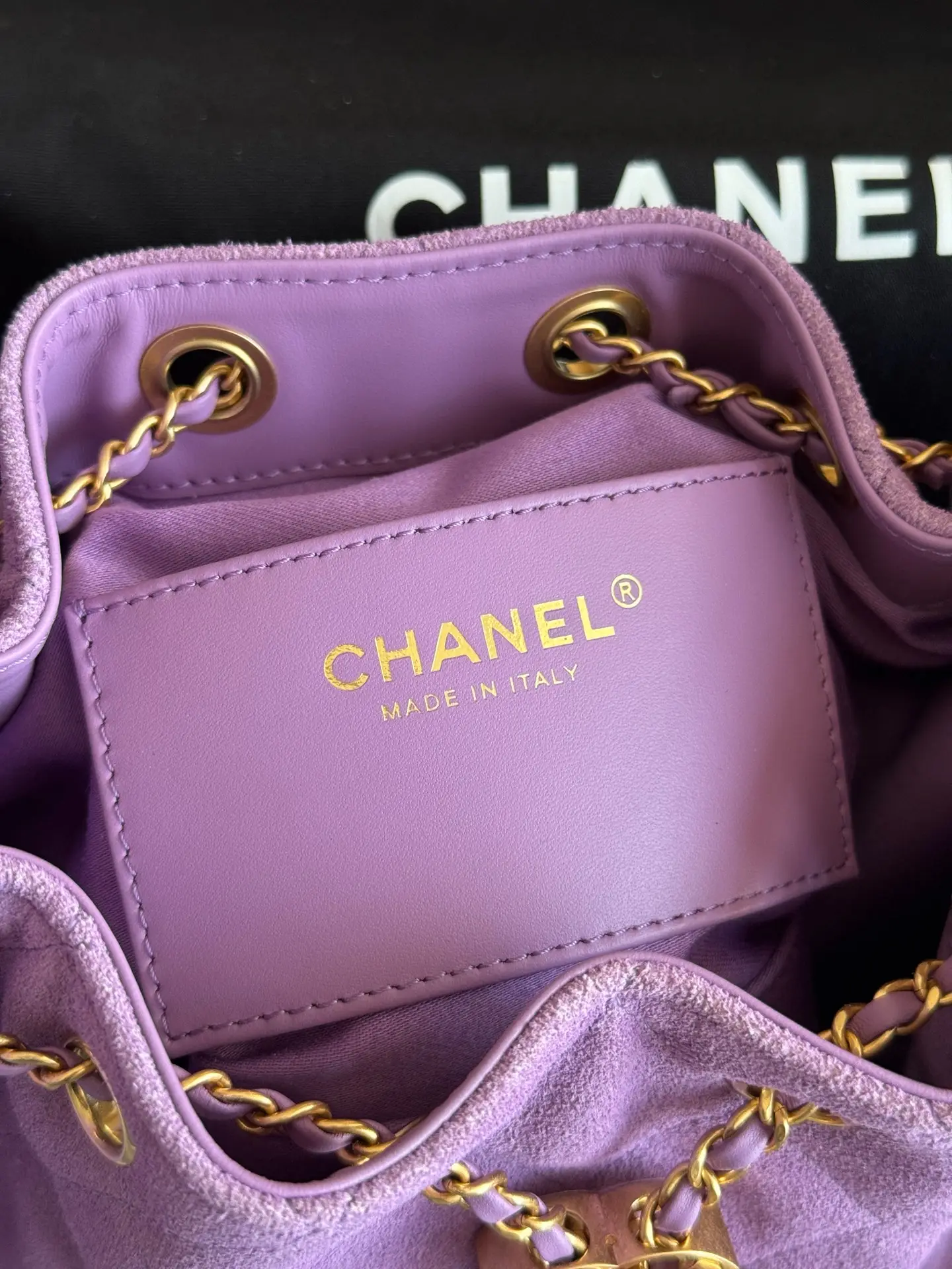 Chanel Metallic purple suede Chanel 25 Mini Bag