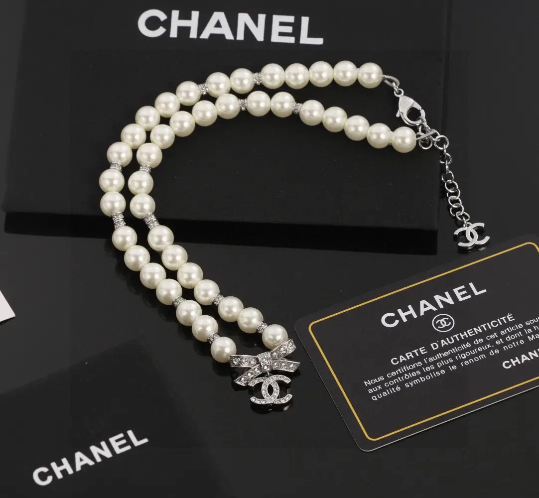 Chanel Pearl Bow Necklace