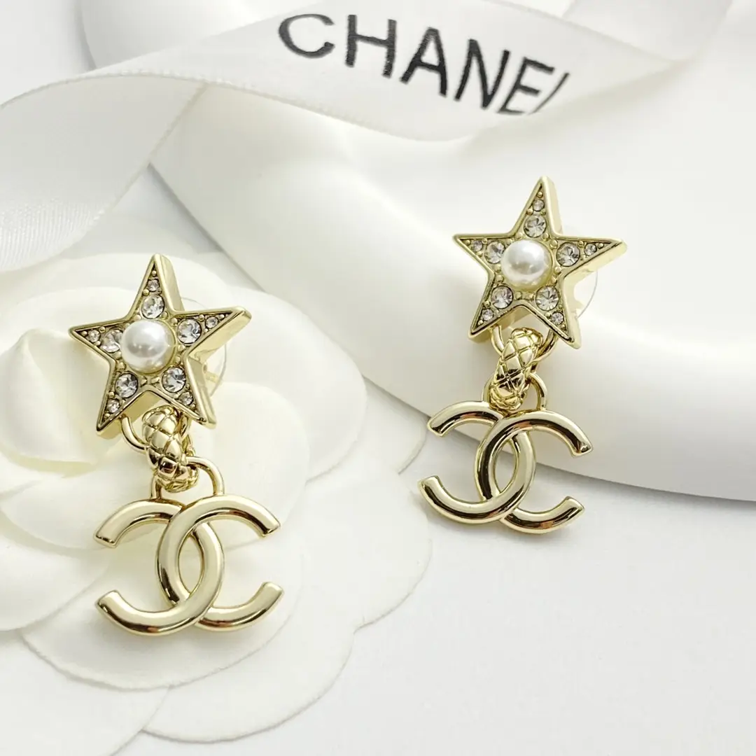 Chanel Pearl Star Double C Earrings