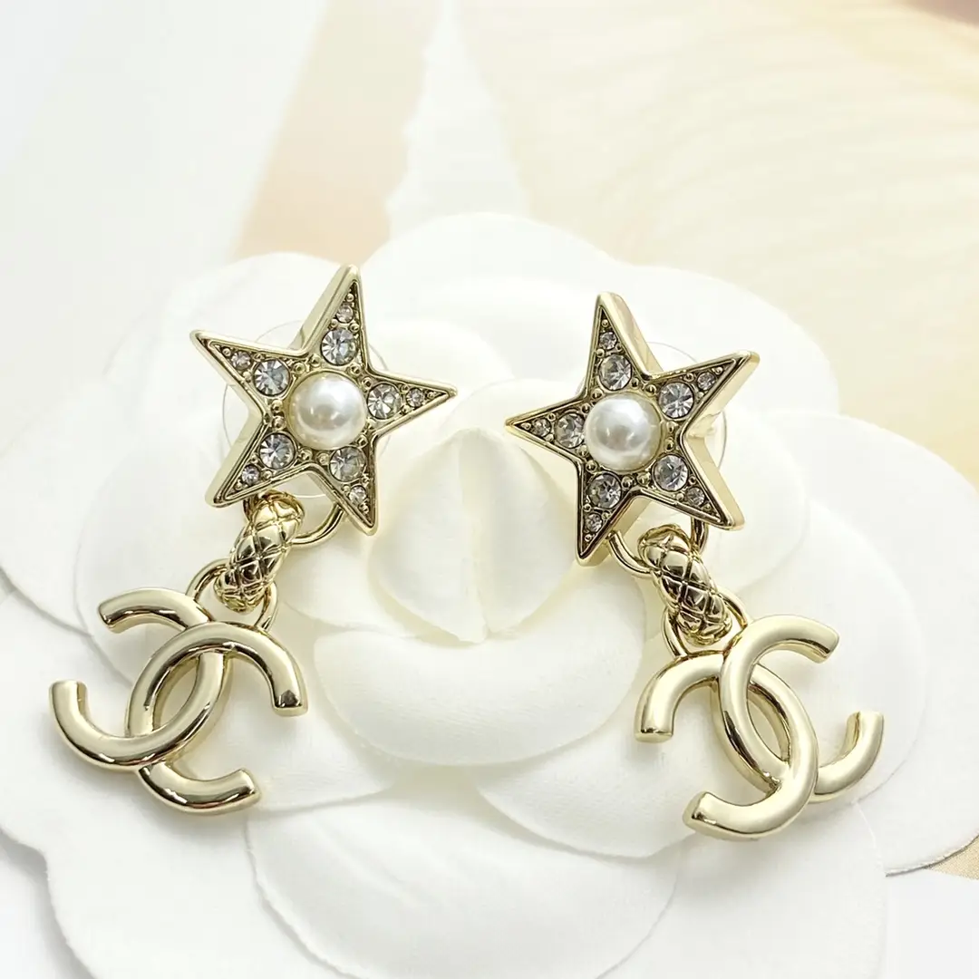 Chanel Pearl Star Double C Earrings