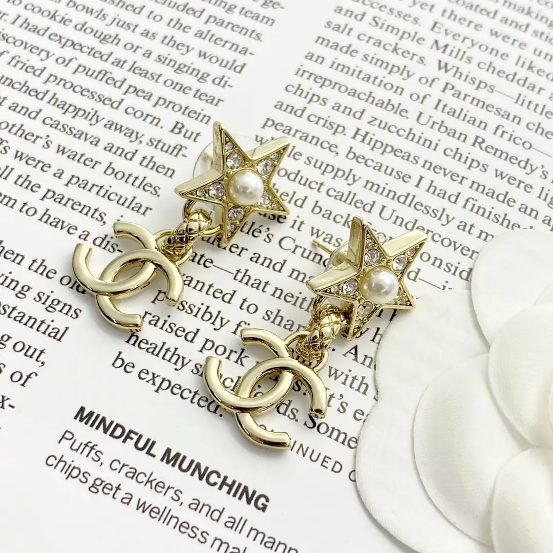 Chanel Pearl Star Double C Earrings