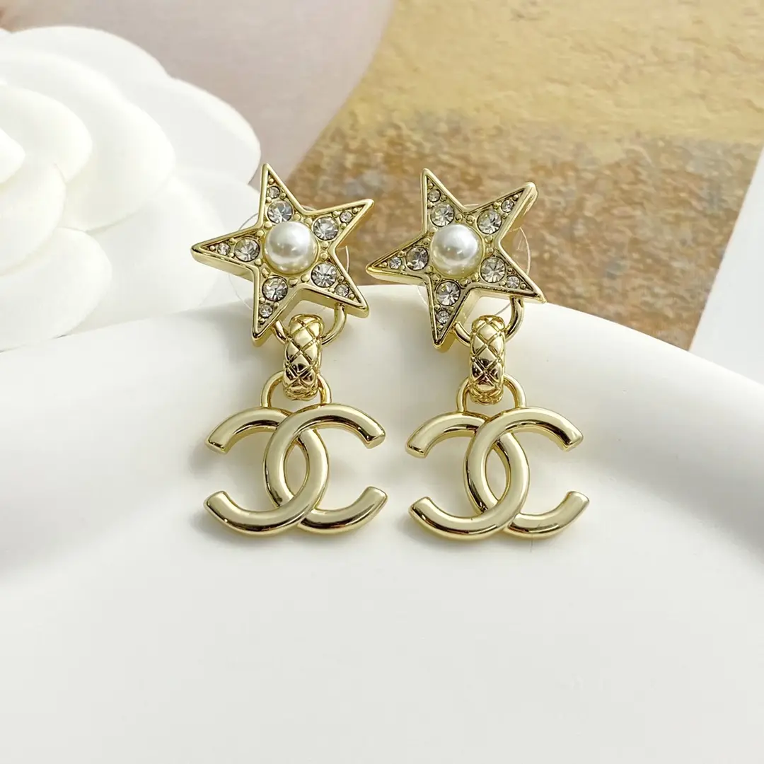 Chanel Pearl Star Double C Earrings