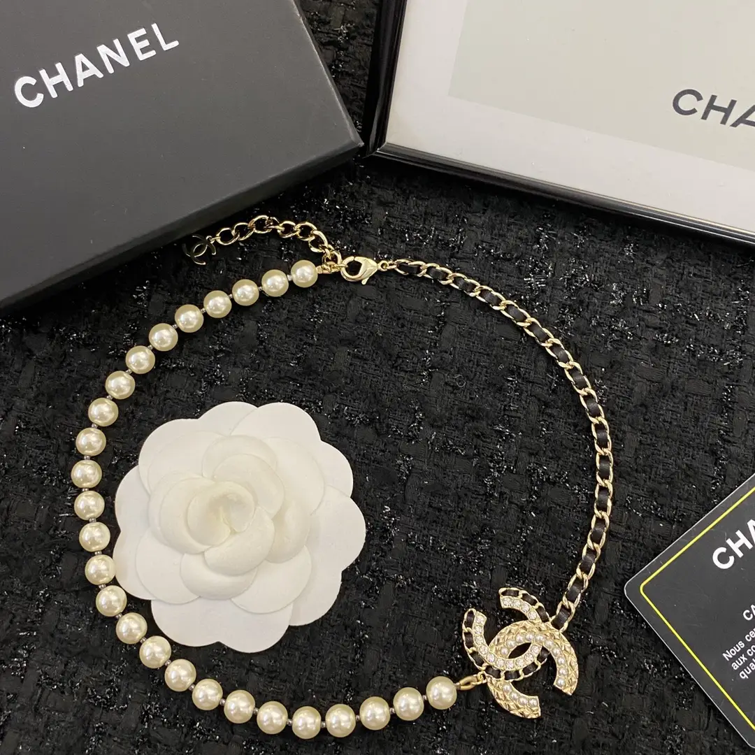Chanel Pearl-in-Leather Vintage Necklace