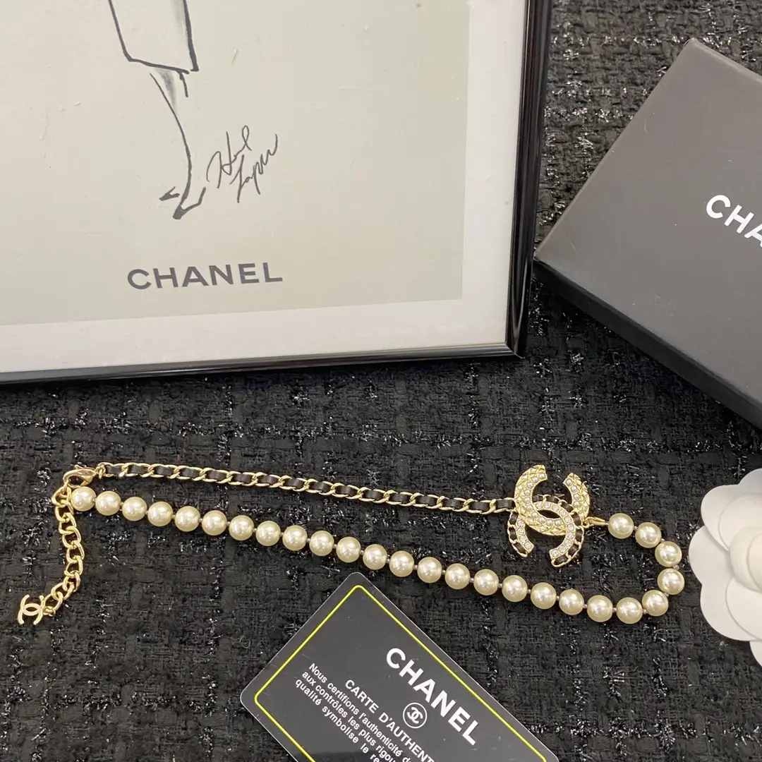 Chanel Pearl-in-Leather Vintage Necklace