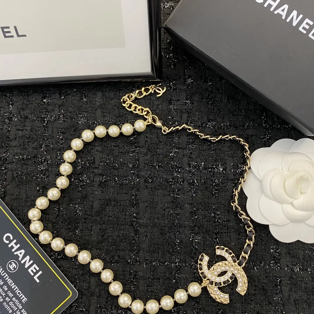 Chanel Pearl-in-Leather Vintage Necklace