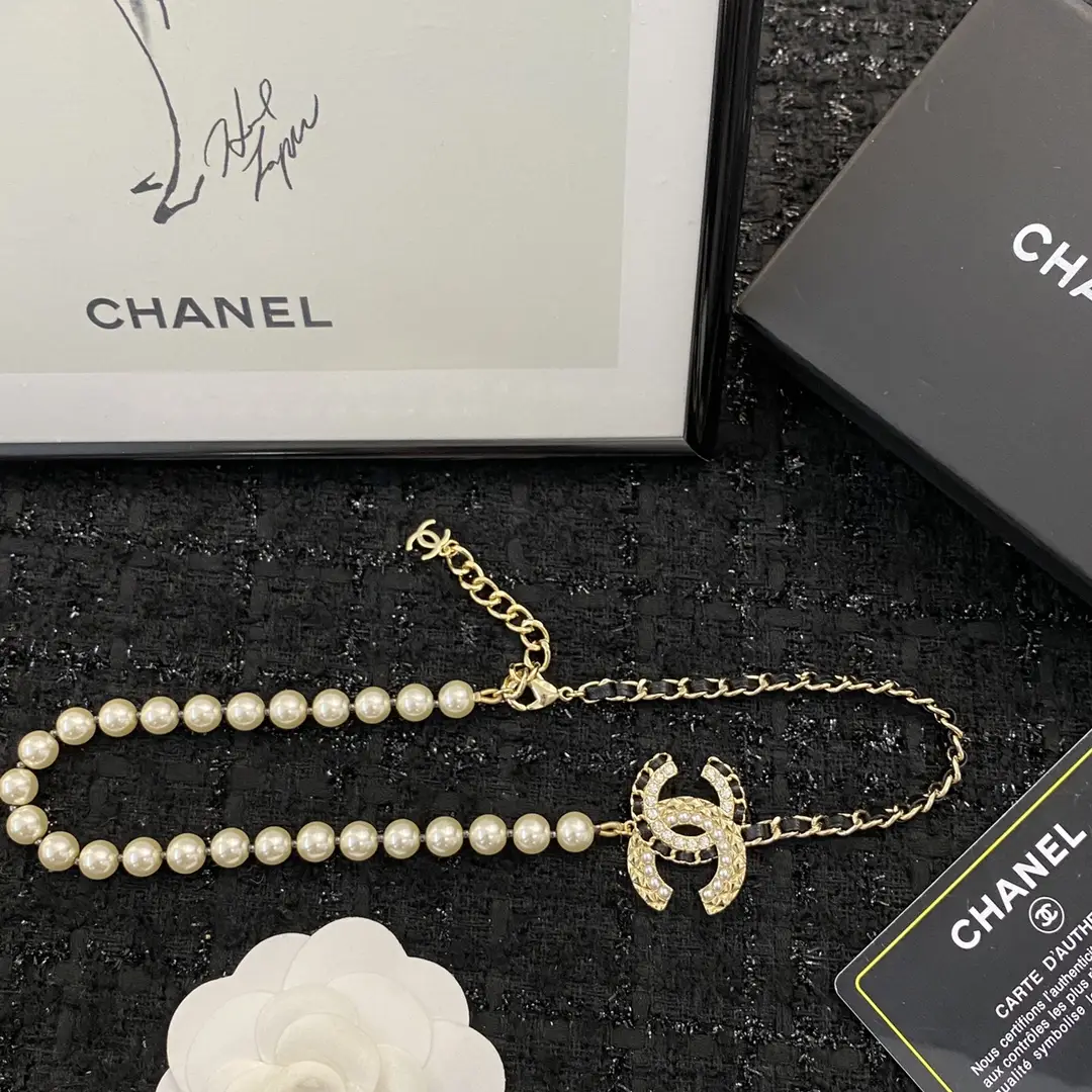 Chanel Pearl-in-Leather Vintage Necklace