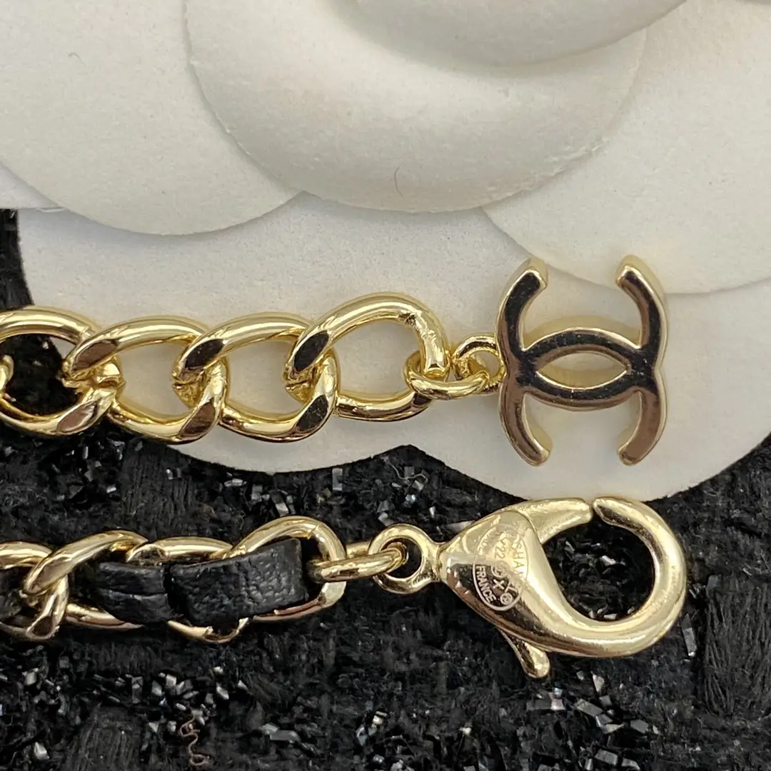 Chanel Pearl-in-Leather Vintage Necklace