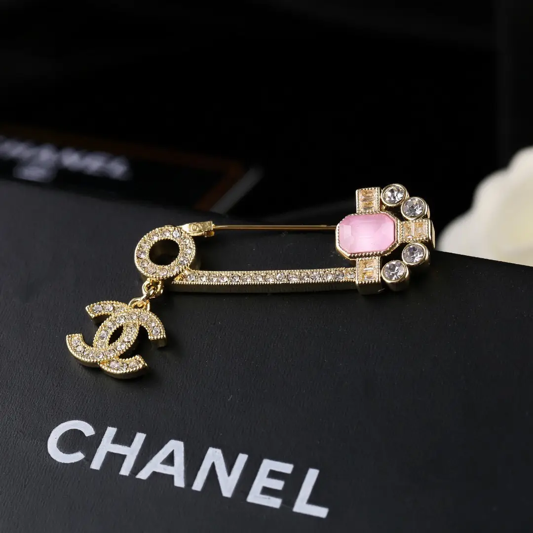 Chanel Pink Diamond Paperclip Brooch