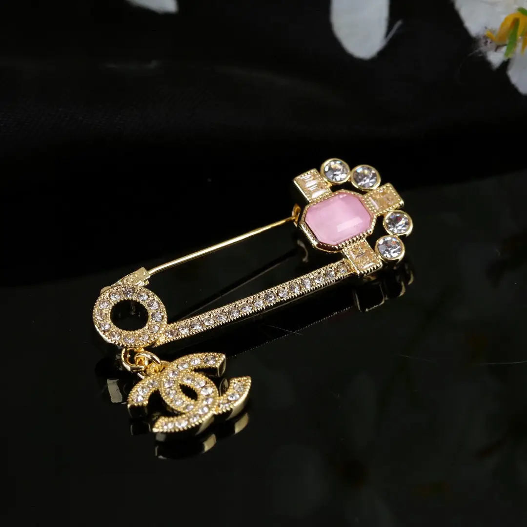 Chanel Pink Diamond Paperclip Brooch