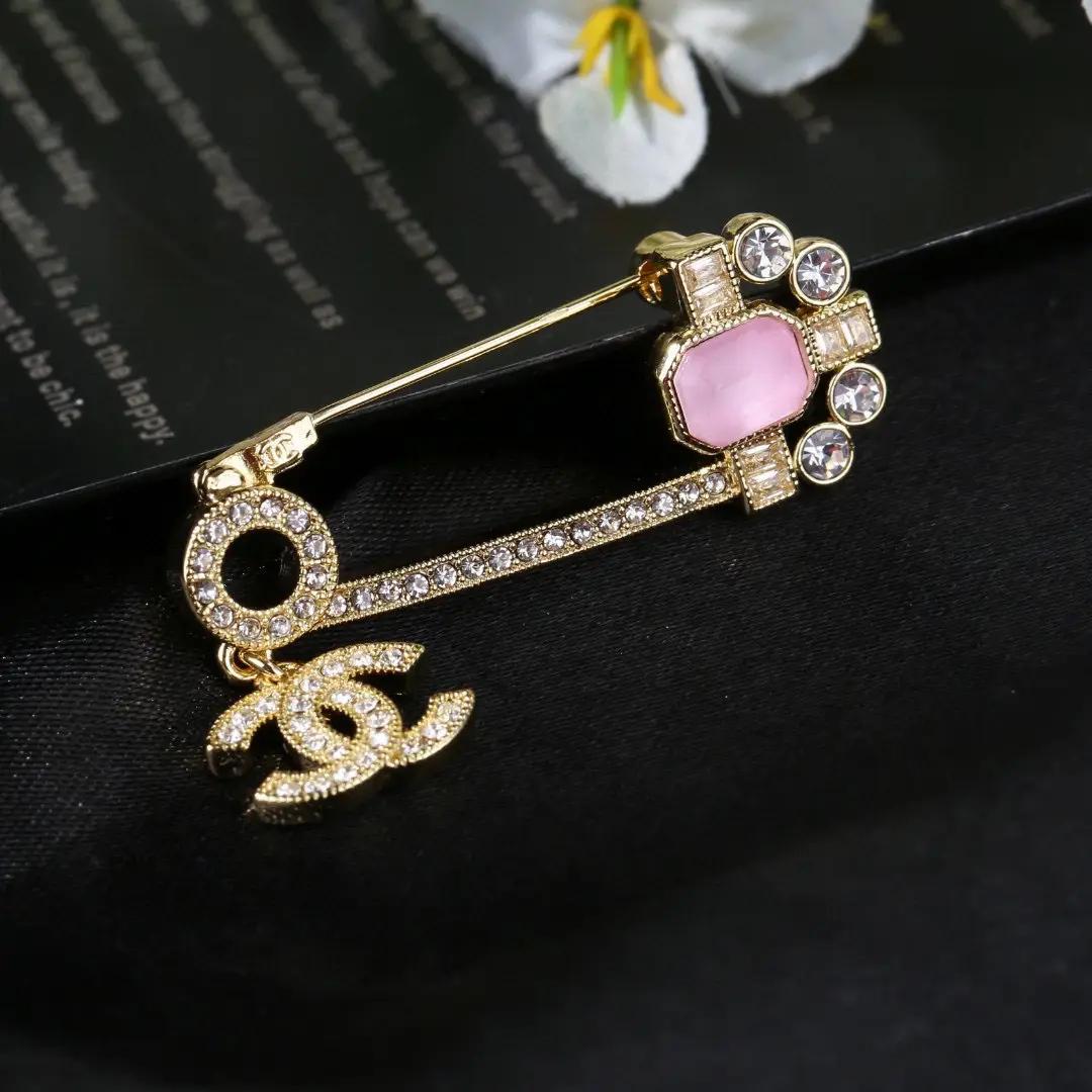 Chanel Pink Diamond Paperclip Brooch