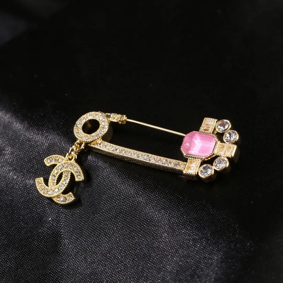 Chanel Pink Diamond Paperclip Brooch