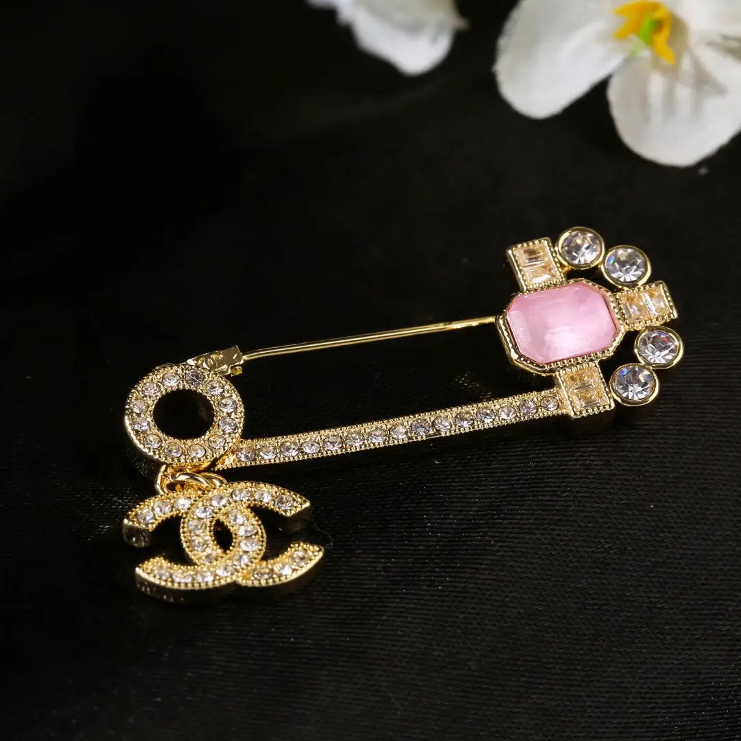 Chanel Pink Diamond Paperclip Brooch