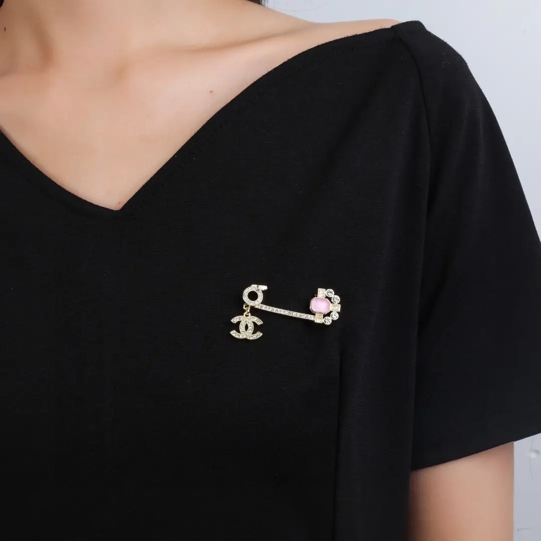 Chanel Pink Diamond Paperclip Brooch