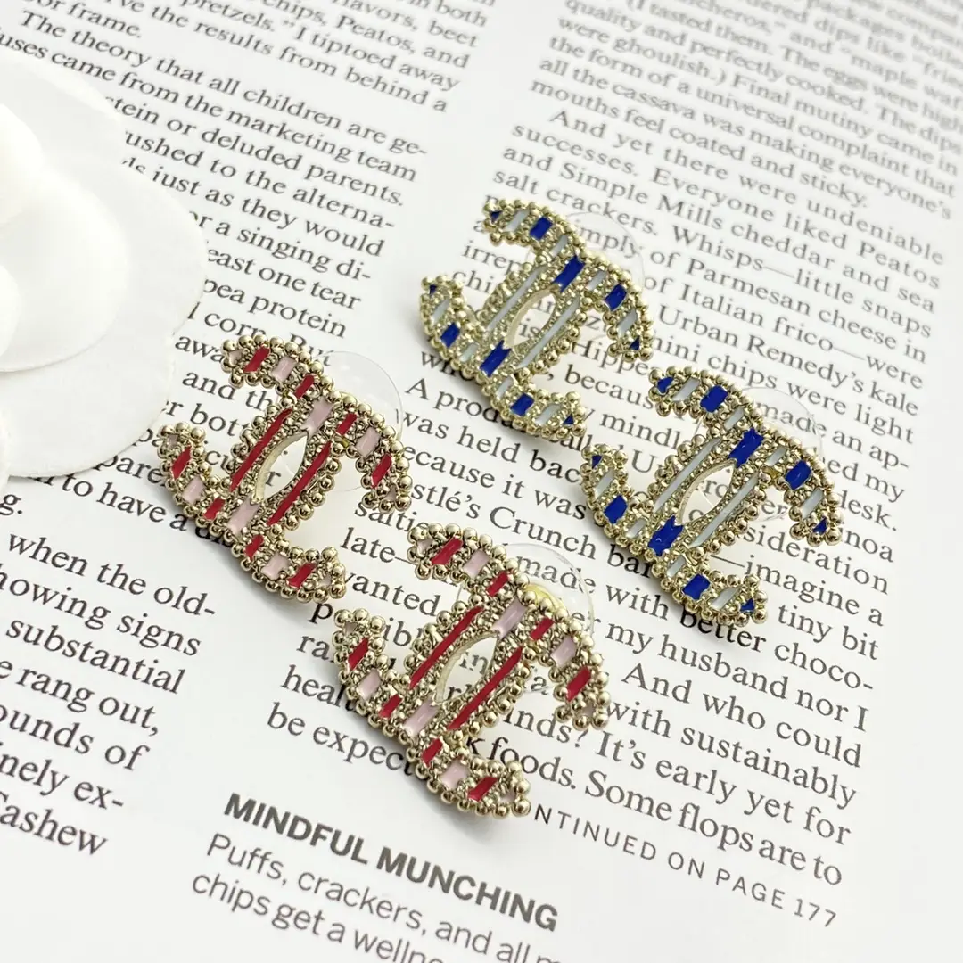 Chanel Pink Enamel Double C Earrings