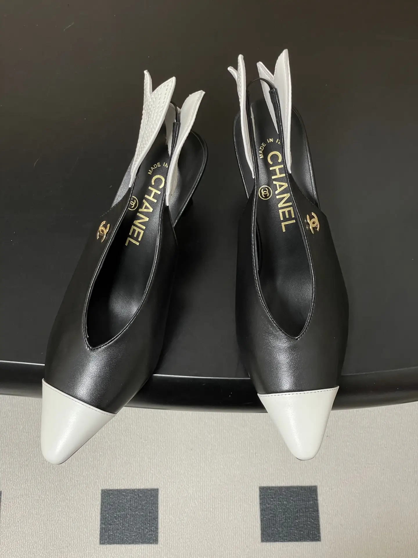 Chanel Pointed-Toe Open-Back High Heels Black