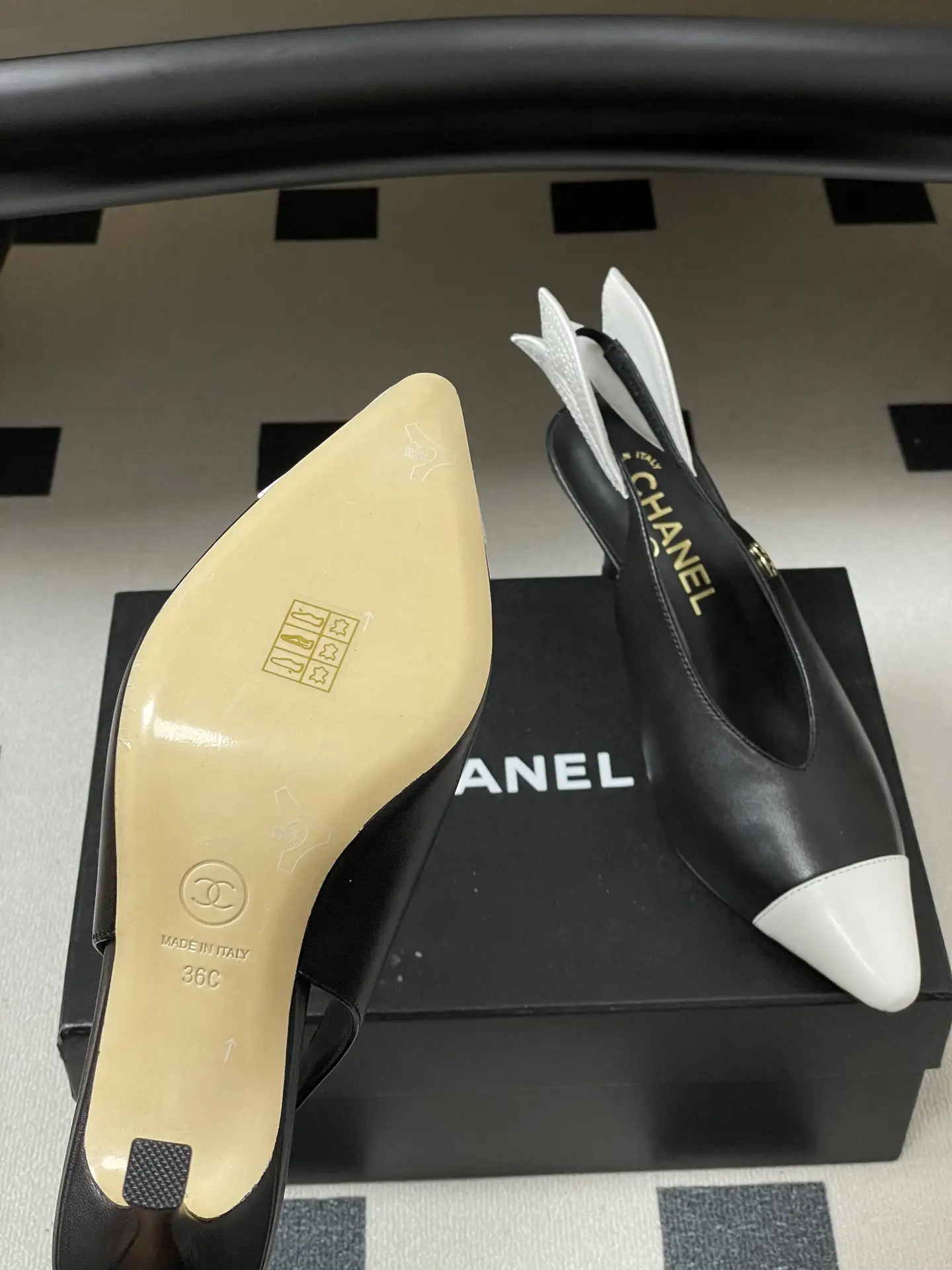 Chanel Pointed-Toe Open-Back High Heels Black