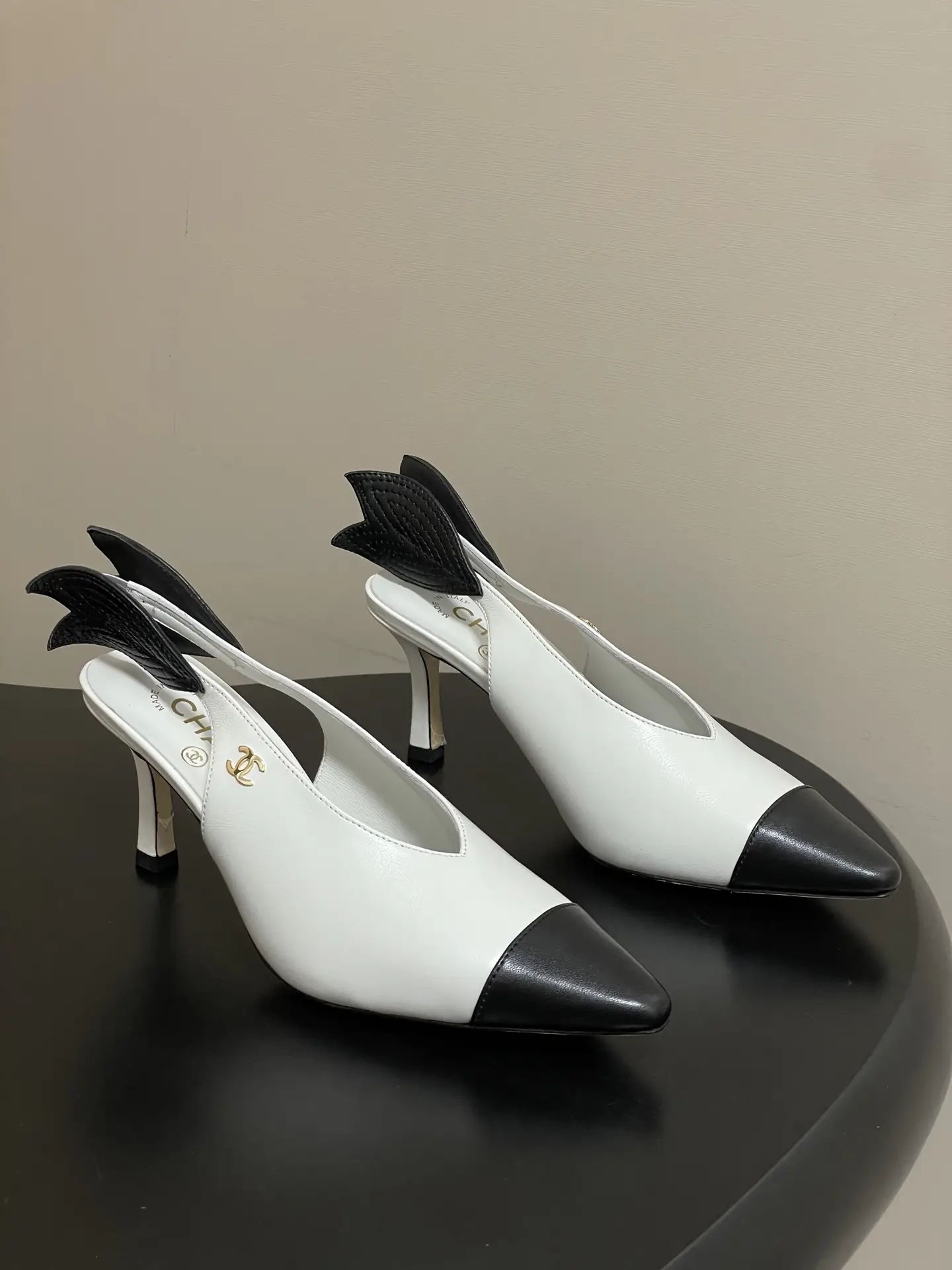 Chanel Pointed-Toe Open-Back High Heels White