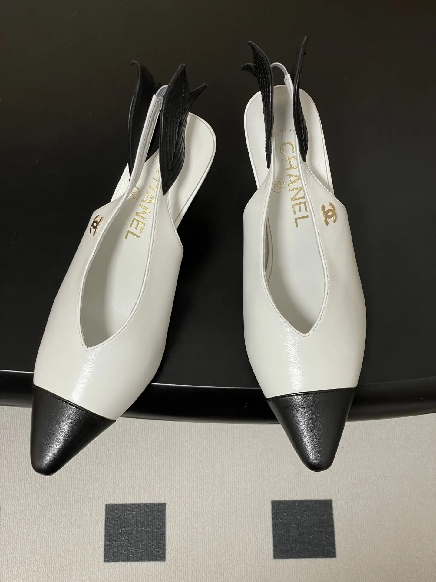 Chanel Pointed-Toe Open-Back High Heels White