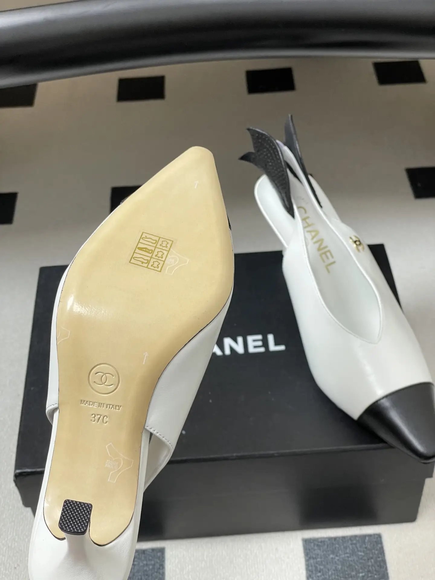 Chanel Pointed-Toe Open-Back High Heels White