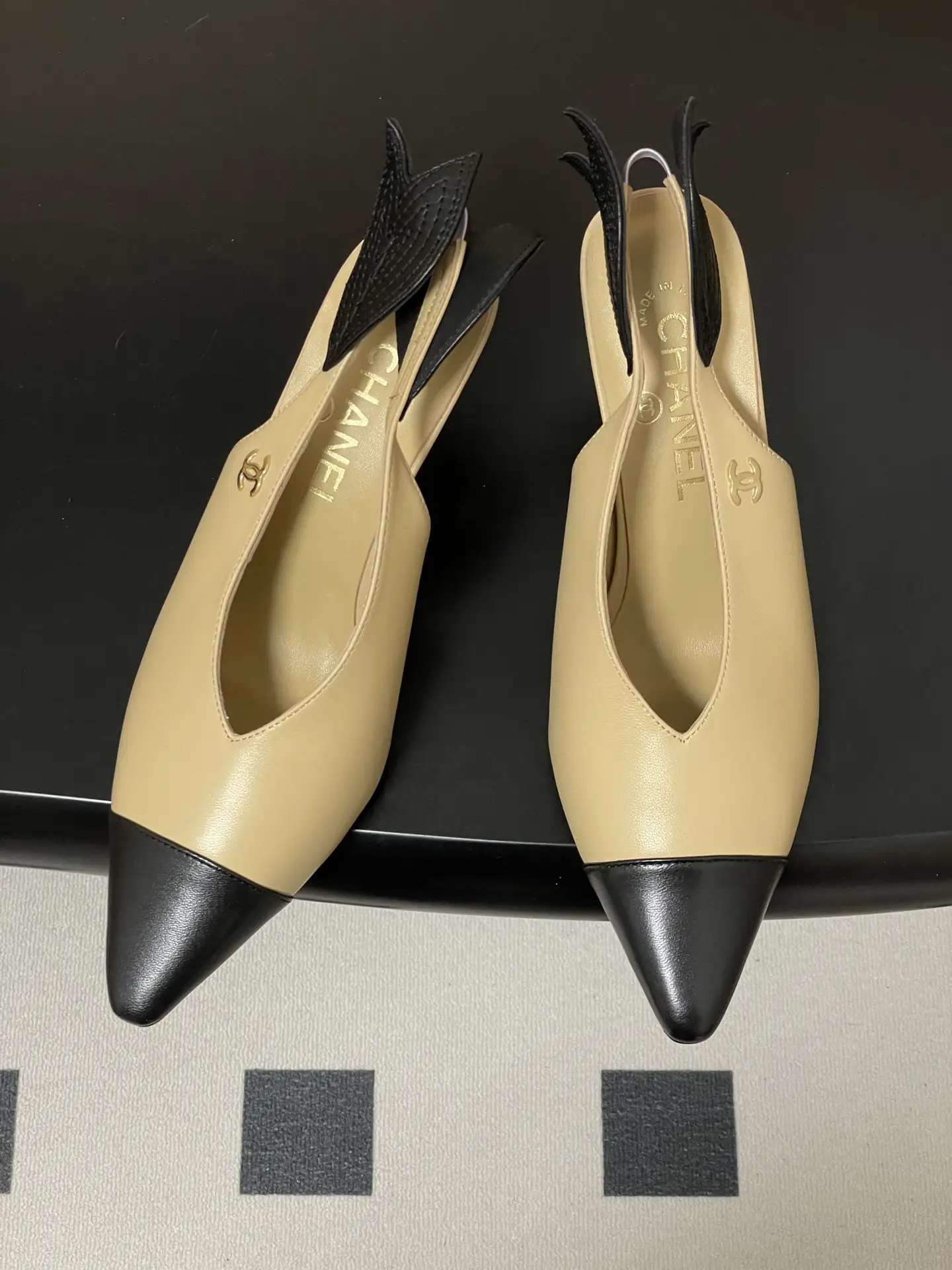 Chanel Pointed-Toe Open-Back High Heels Yellow