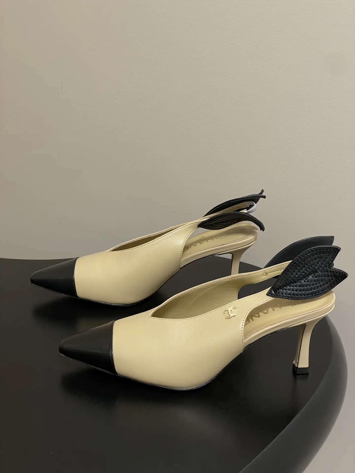 Chanel Pointed-Toe Open-Back High Heels Yellow