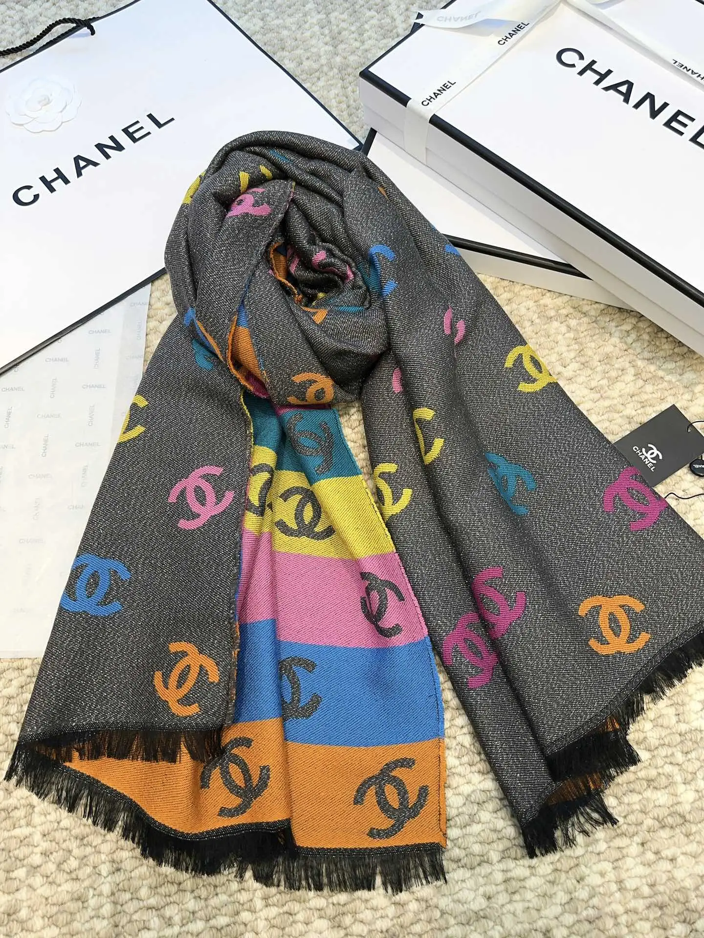 Chanel Rainbow Scarf