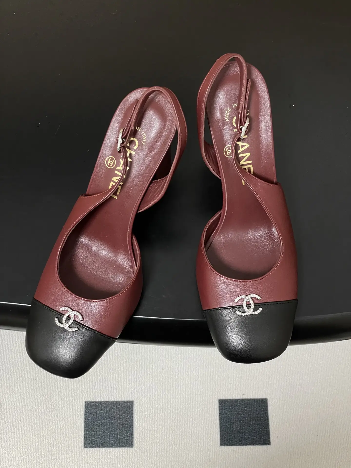 Chanel Slingback Square Toe High Heels Red