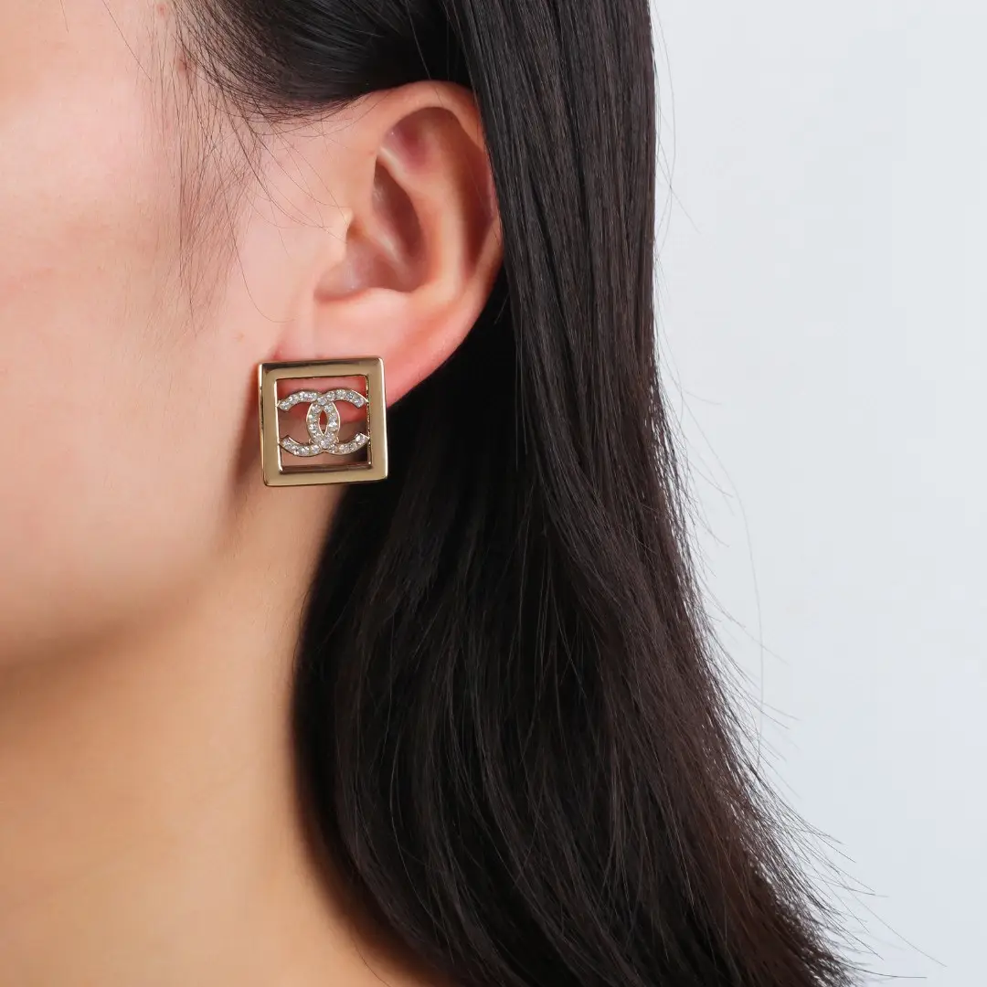 Chanel Square Double C Earrings