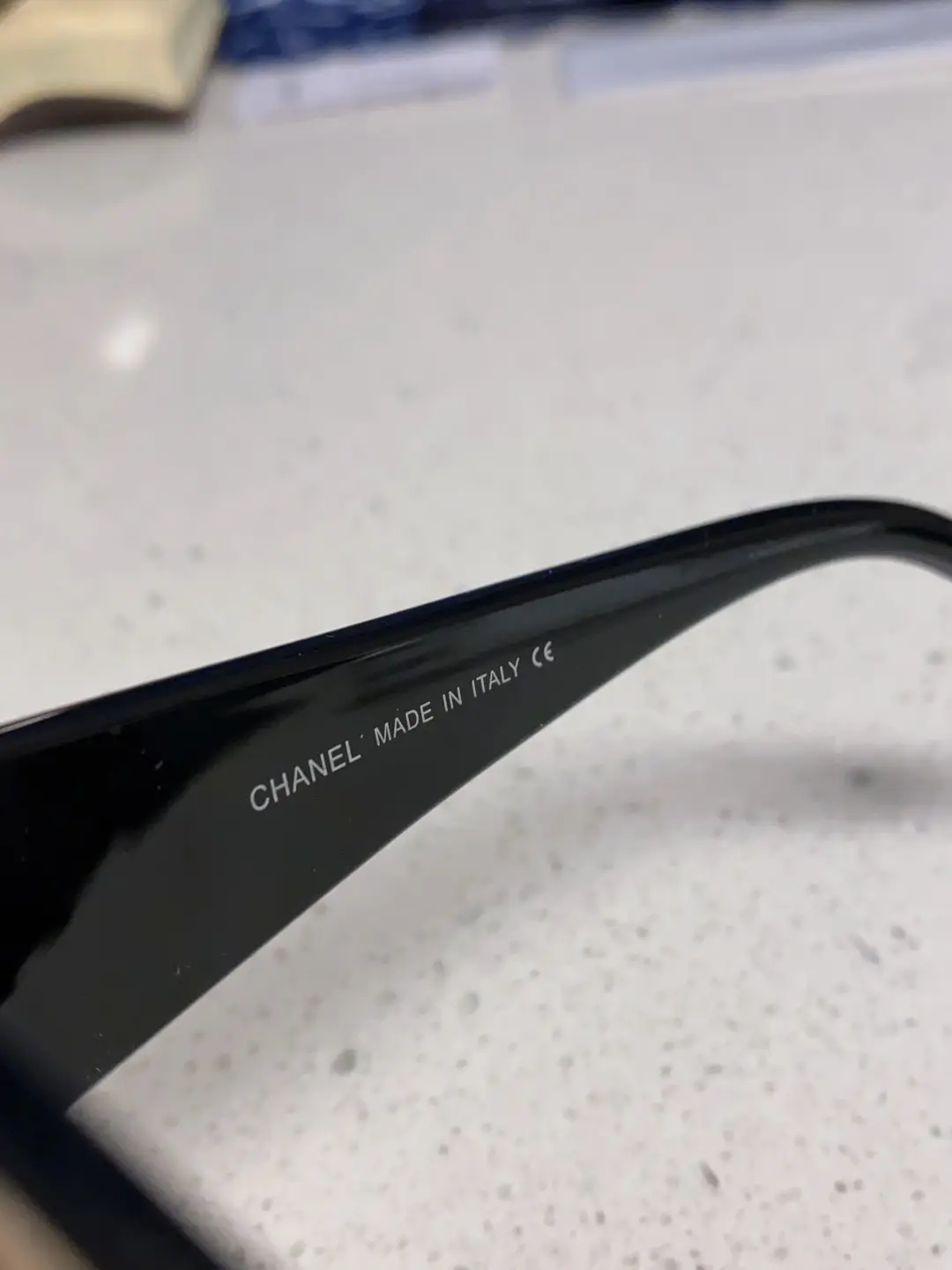 Chanel Square Metal-Rimmed Sunglasses Black and Purple