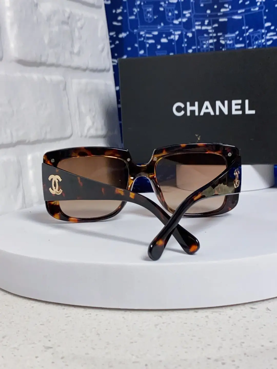 Chanel Square Metal-Rimmed Sunglasses Tortoiseshell