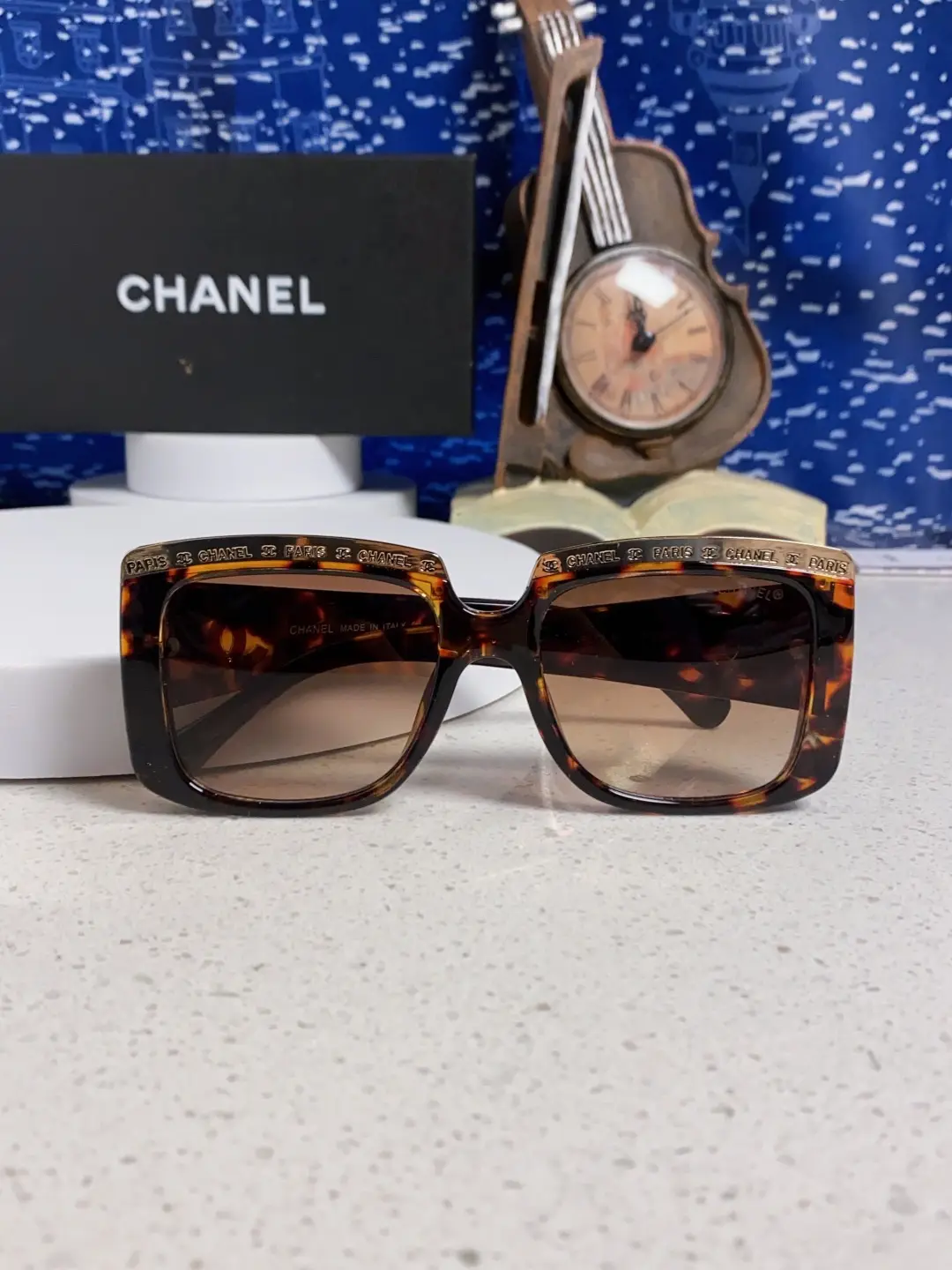 Chanel Square Metal-Rimmed Sunglasses Tortoiseshell