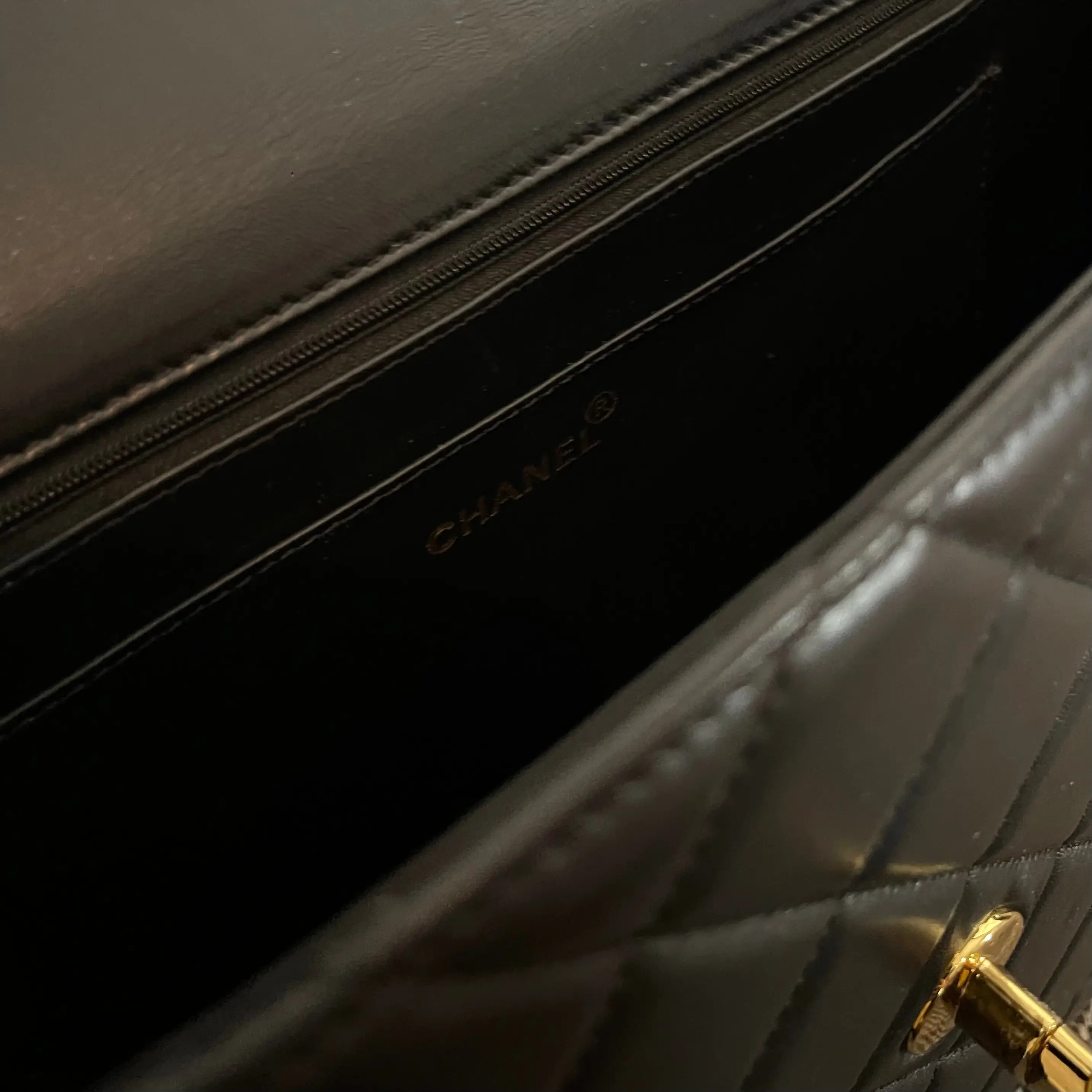 Reps Chanel Vintage Leather Briefcase Handbag in Black