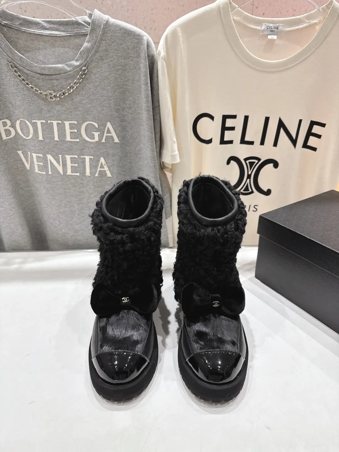 Chanel Wool Ankle Boots Black