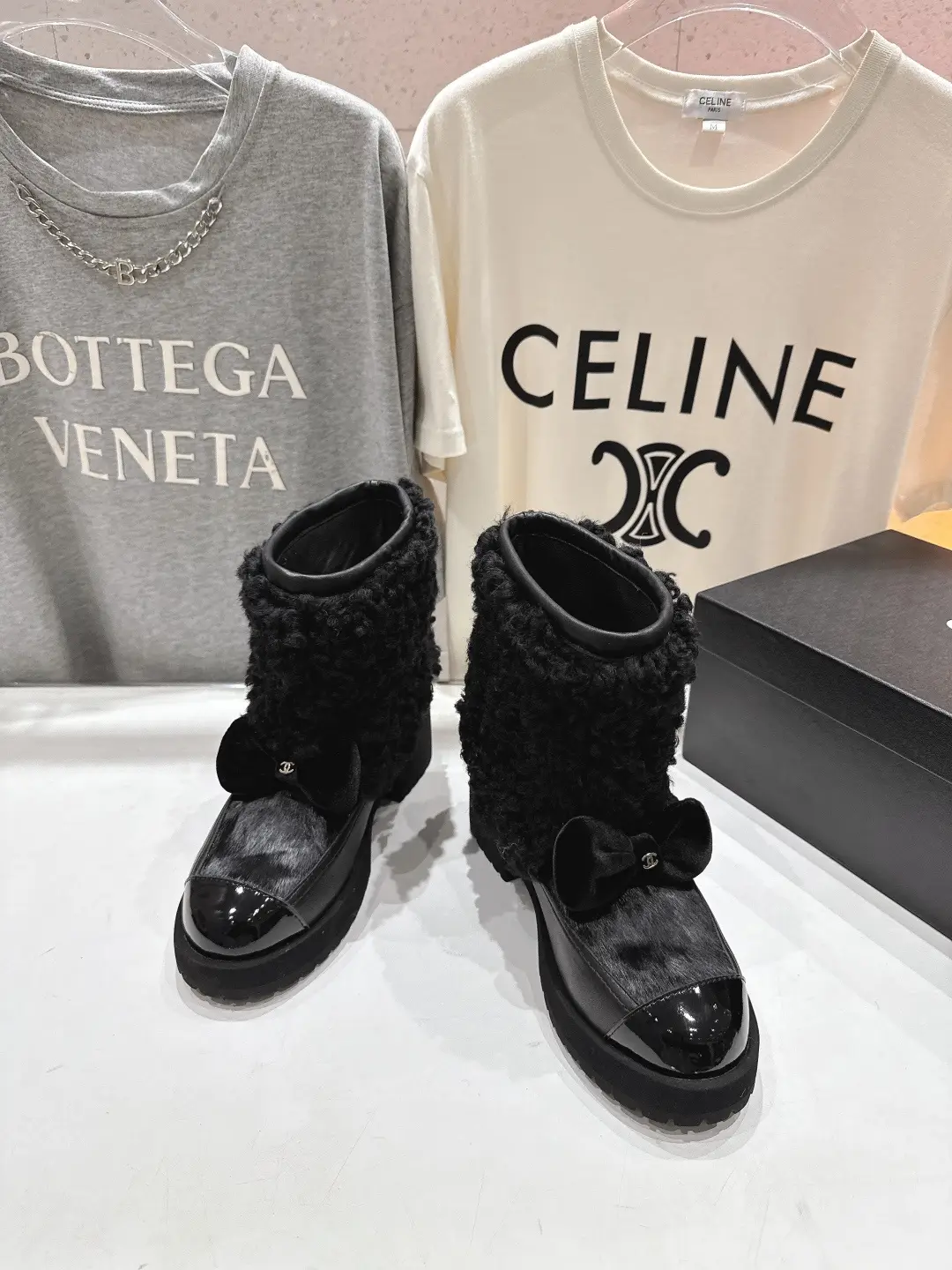 Chanel Wool Ankle Boots Black