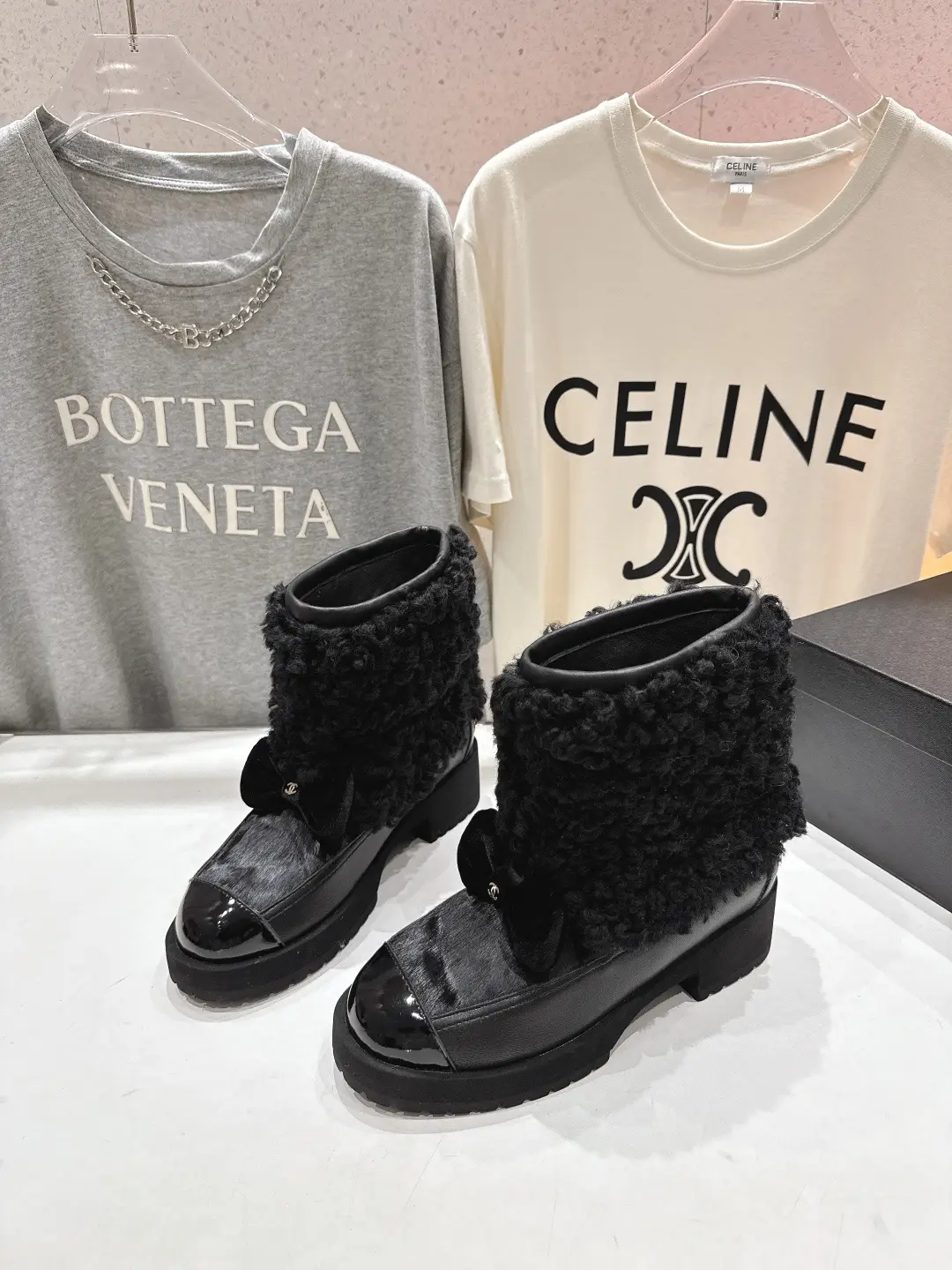 Chanel Wool Ankle Boots Black
