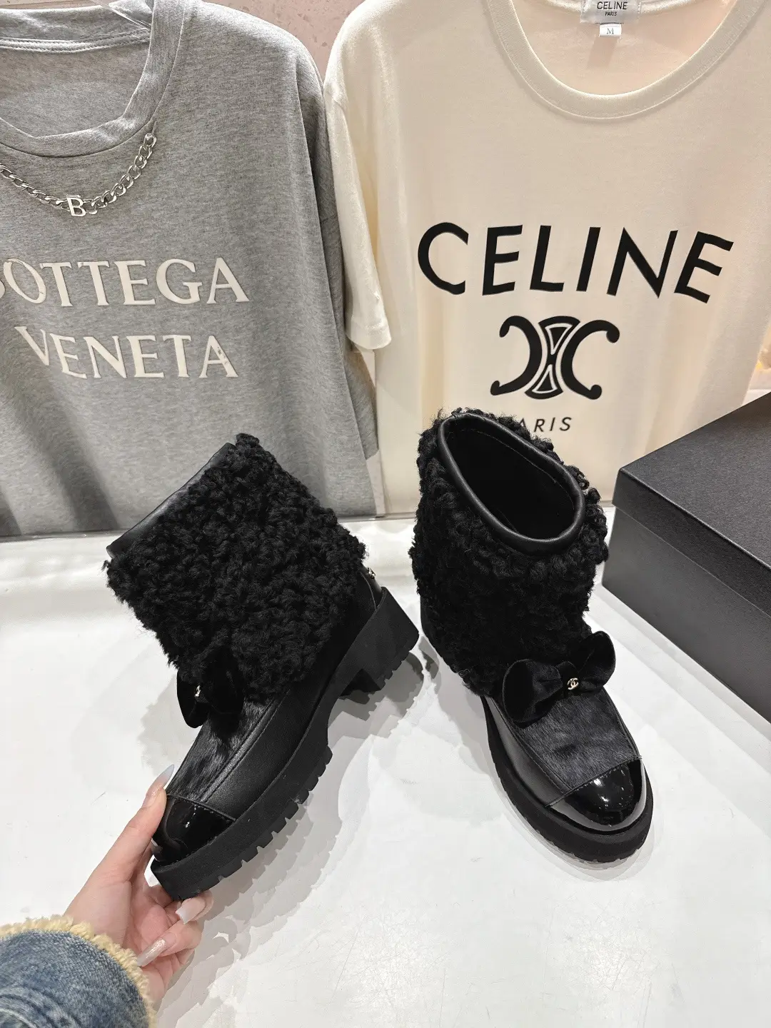 Chanel Wool Ankle Boots Black