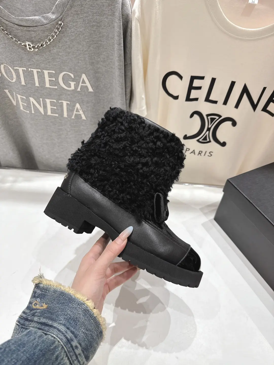 Chanel Wool Ankle Boots Black