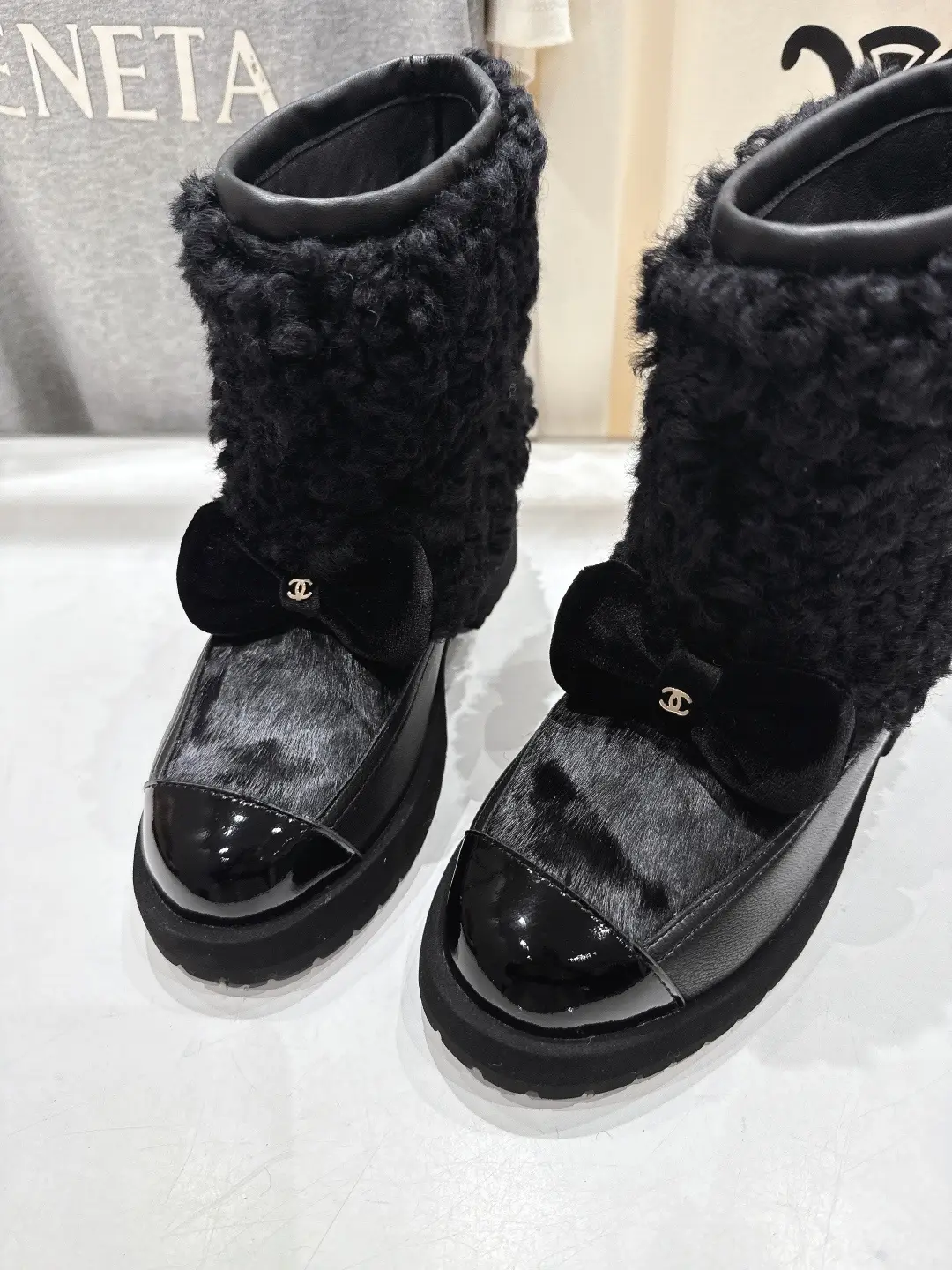 Chanel Wool Ankle Boots Black