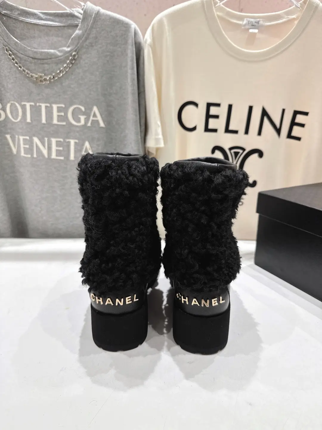 Chanel Wool Ankle Boots Black