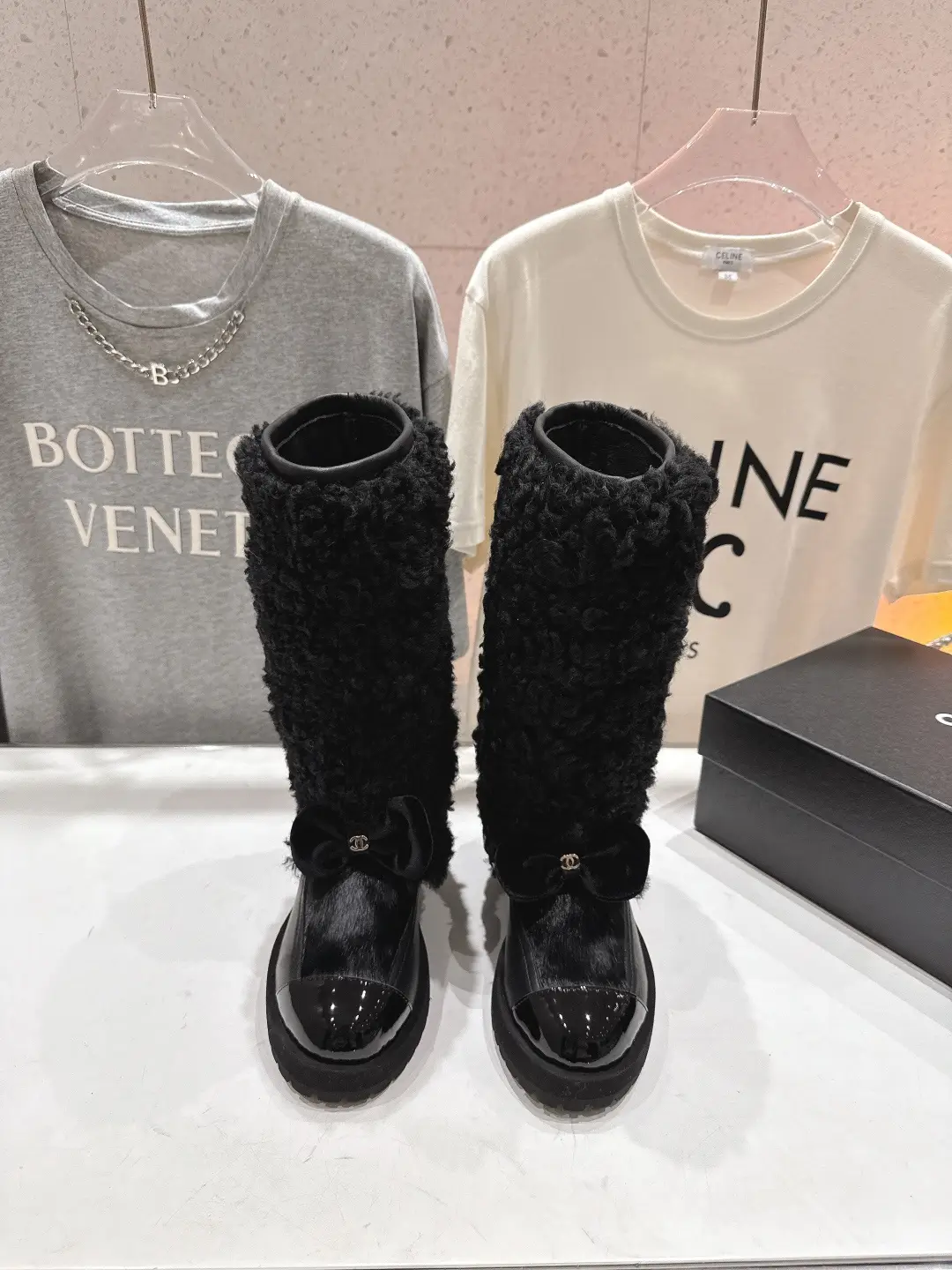 Chanel Wool Long Boots Black