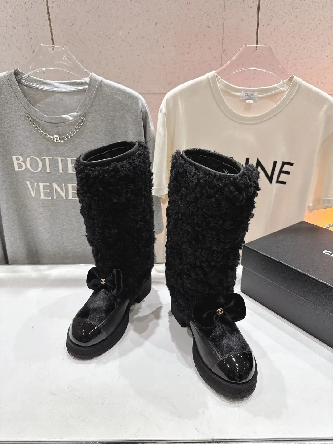 Chanel Wool Long Boots Black