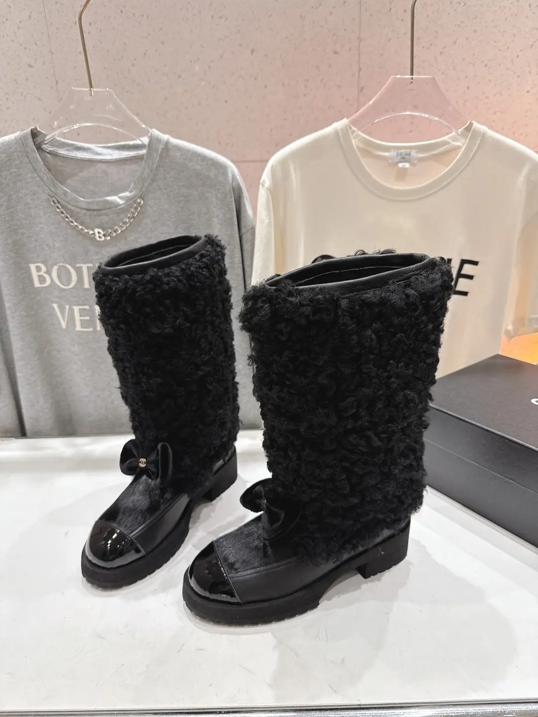 Chanel Wool Long Boots Black