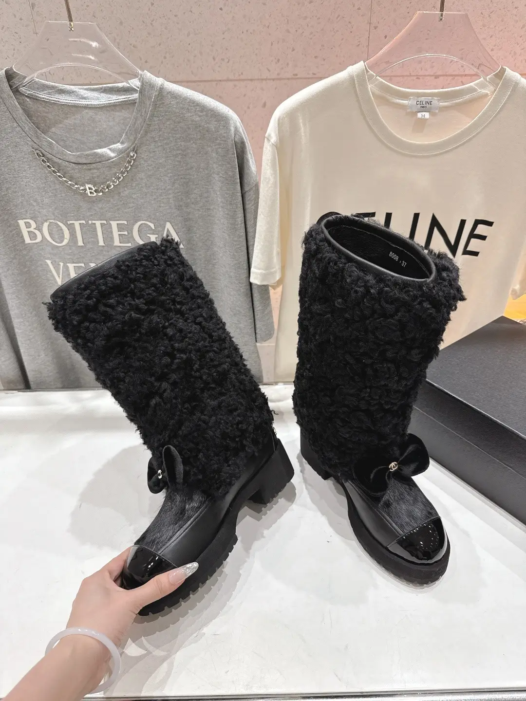 Chanel Wool Long Boots Black