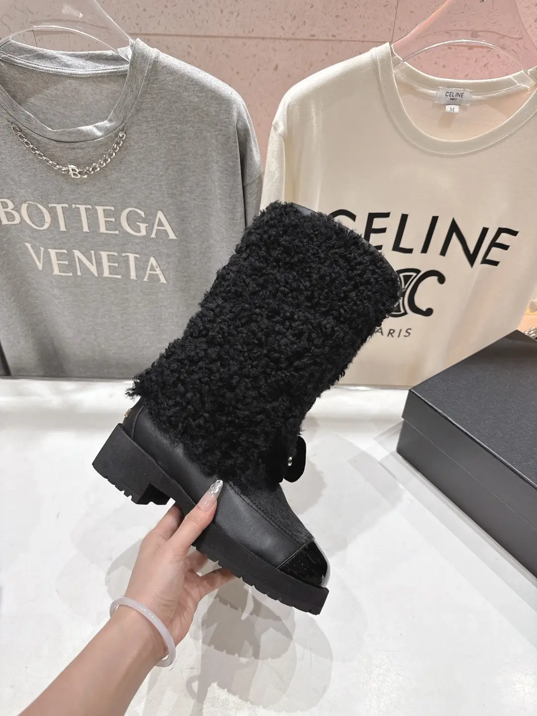 Chanel Wool Long Boots Black